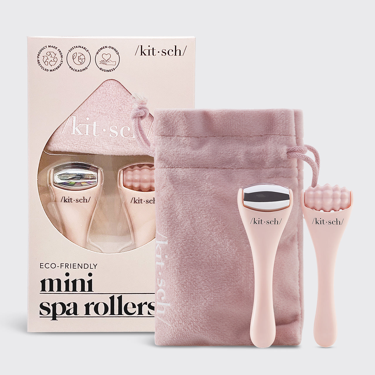 Mini Spa Rollers 2 PC, Blush | KITSCH