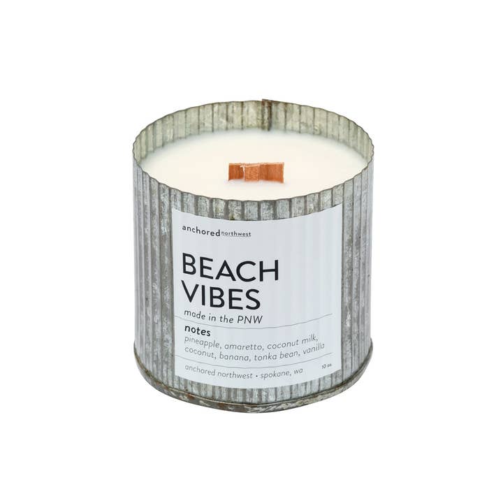 Beach Vibes Wood Wick Rustic Candle | Anchored Northwest