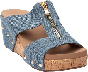 Taboo Wedge Sandal, Blue Denim | Corkys