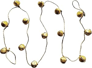 Metal Bell Garland on Jute Rope Gold Finish | Holiday & Home Decor