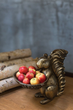 Squirrel Figurine and Bowl