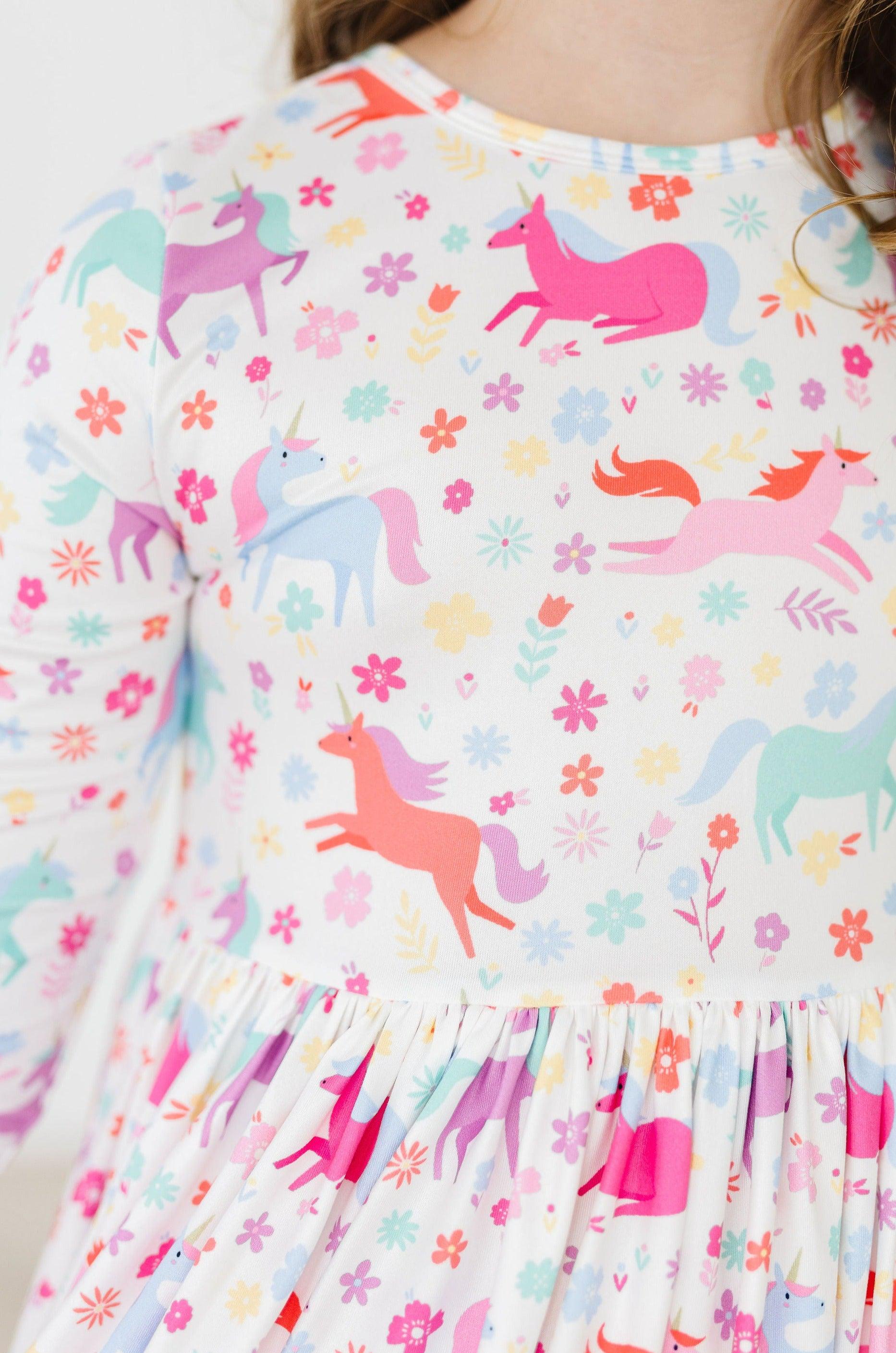 Unicorn Wish Twirl Dress, 3/4 Sleeve | Mila & Rose