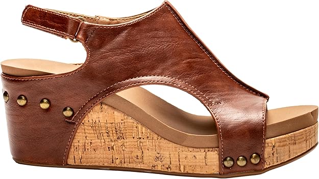 Carley Wedge Sandal, Bourbon | Corkys