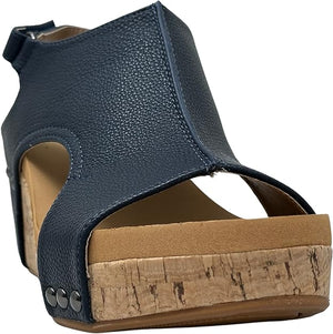 Carley Wedge Sandal, Navy | Corkys