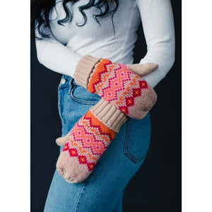 Blush, Pink & Orange Patterned Mittens | Panache Apparel Co.