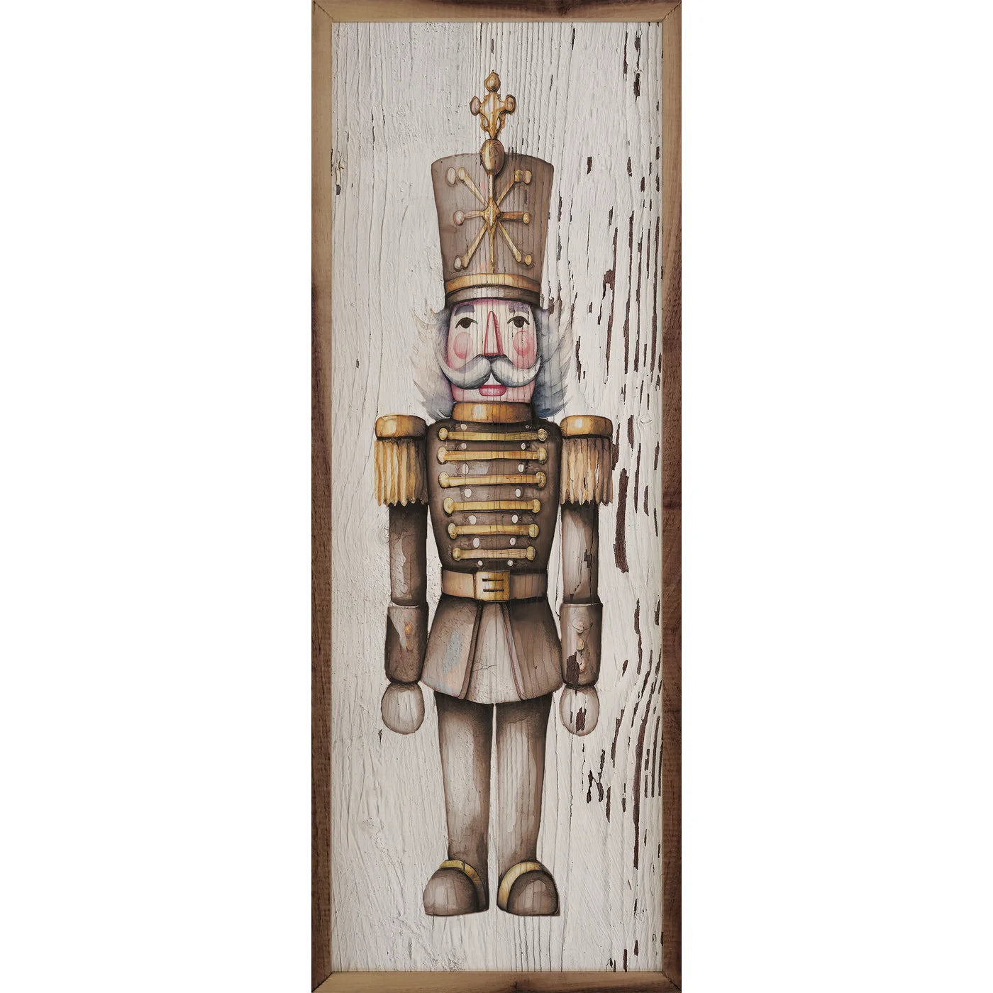 Gold Nutcracker Whitewash Box Sign, 8x24 | Holiday Wall Decor