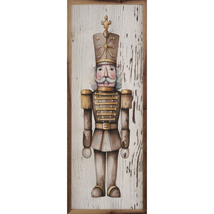 Gold Nutcracker Whitewash Box Sign, 8x24 | Holiday Wall Decor