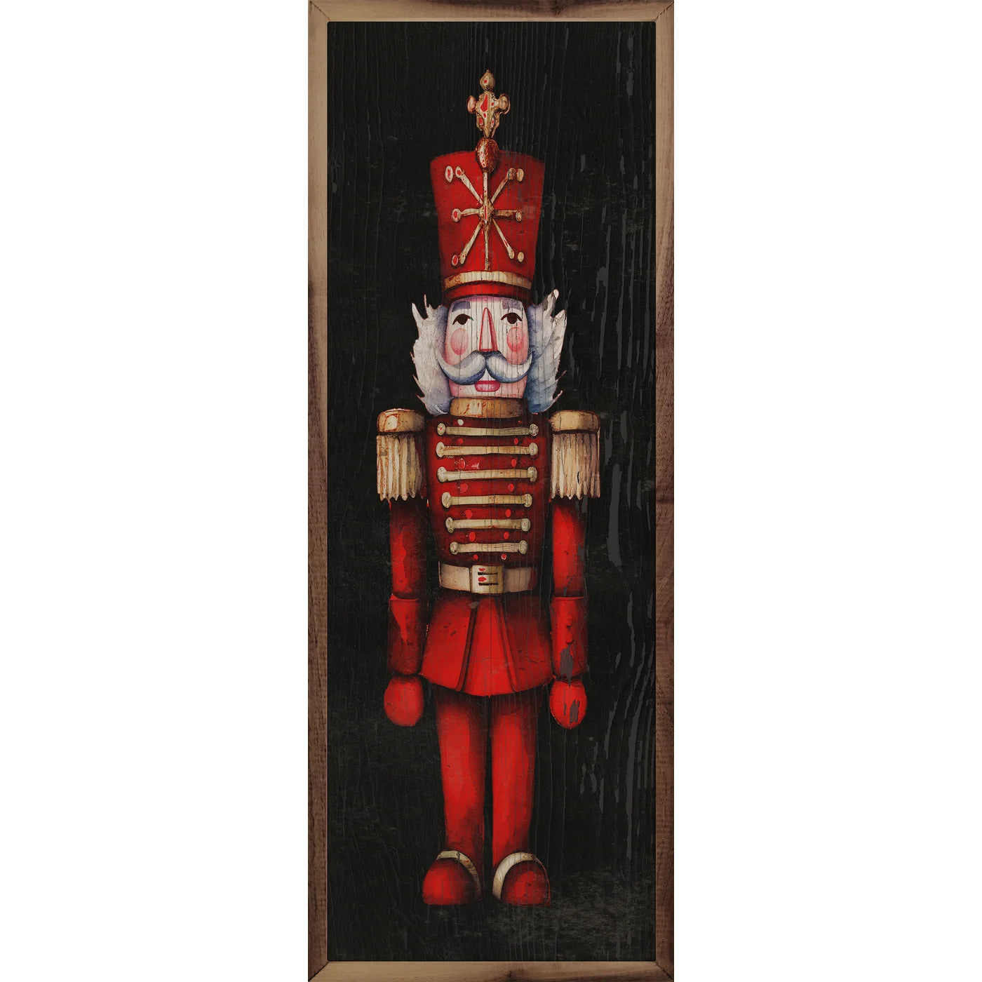 Red Nutcracker Black Box Sign, 4x12 | Christmas Wall Decor