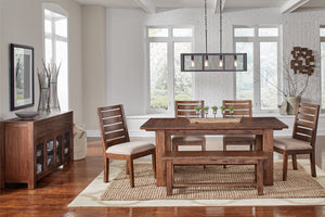 Anacortes 7 Piece Trestle Dining Table Set - Salvaged Mahogany