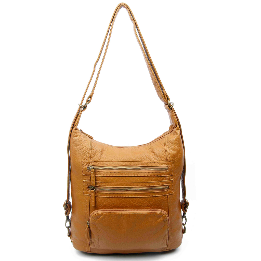 Lisa Convertible Backpack/Crossbody, Light Brown | Ampere Creations