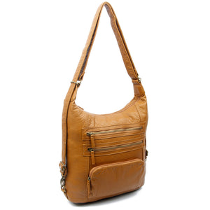 Lisa Convertible Backpack/Crossbody, Light Brown | Ampere Creations