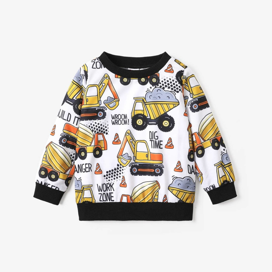 Toddler Boy Vehicle Print Sweatshirt, White | PatPat