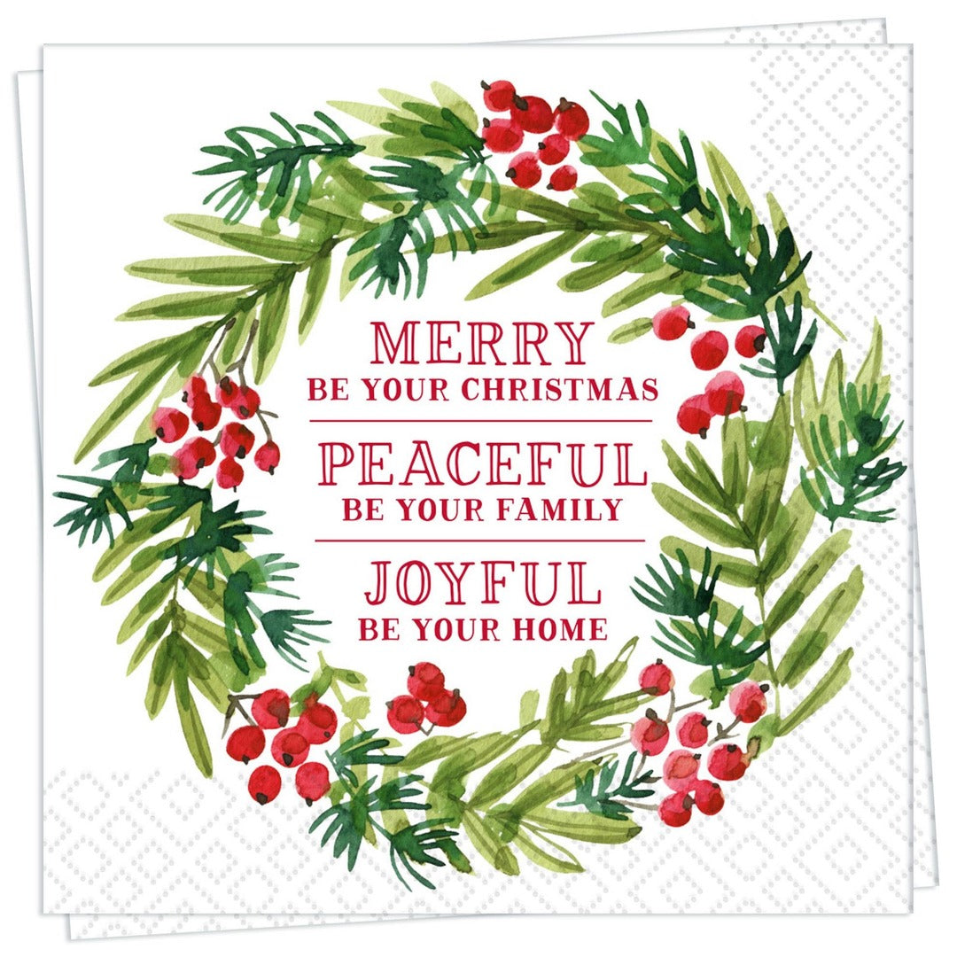 Merry Peaceful Joyful Cocktail Napkin, 20 Count | Twilight Collection