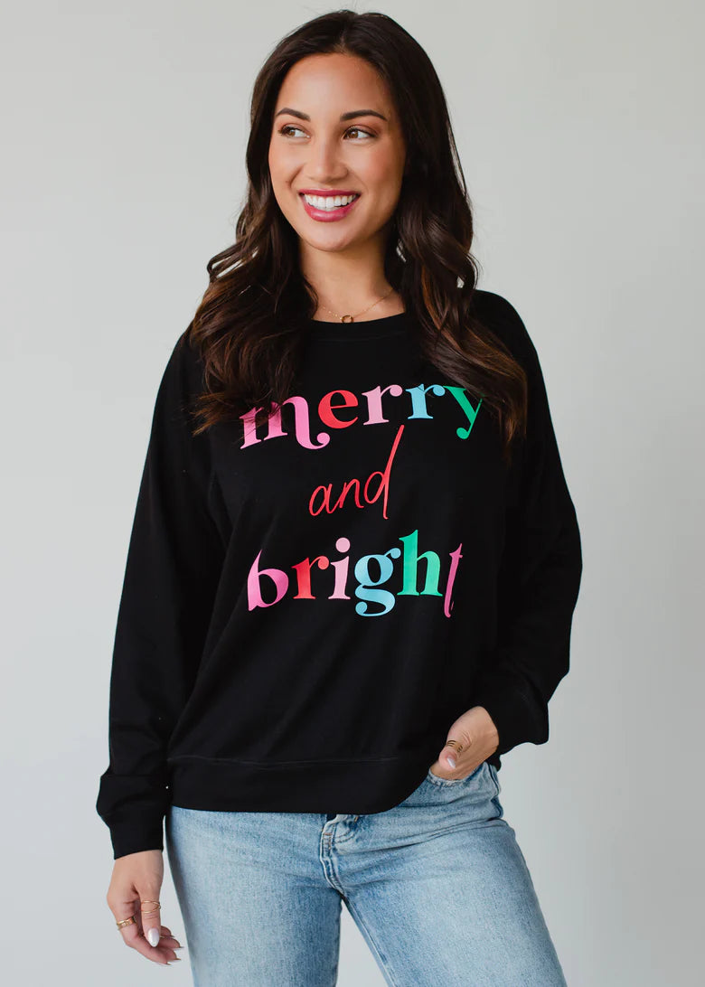 Merry & Bright Sweatshirt, Black | Panache Apparel Co.