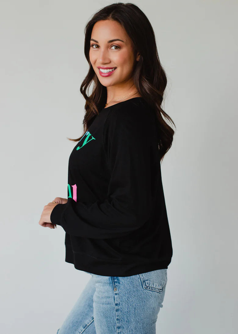 Merry & Bright Sweatshirt, Black | Panache Apparel Co.