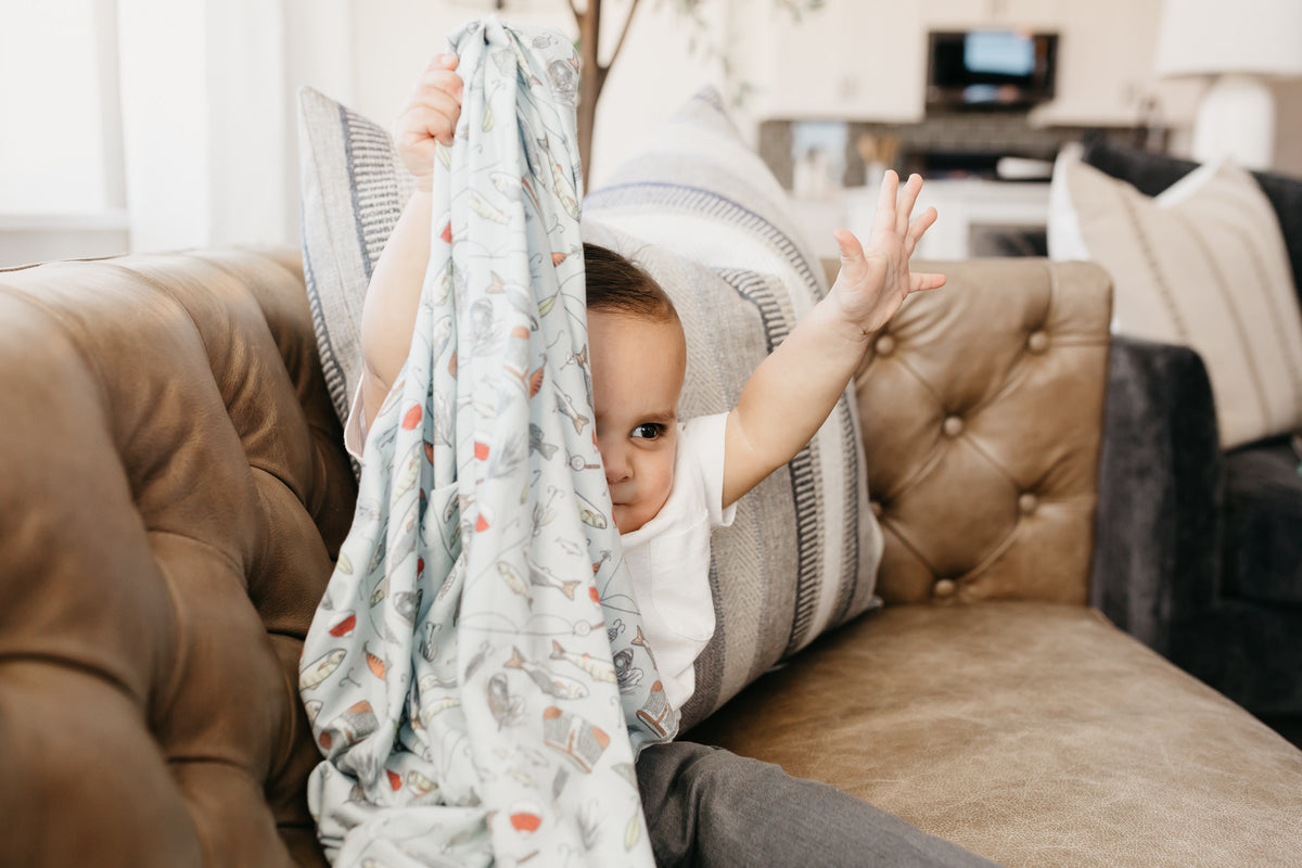 Knit Swaddle Blanket, Trout | Copper Pearl