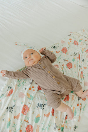 Knit Swaddle Blanket, Farmstead | Copper Pearl