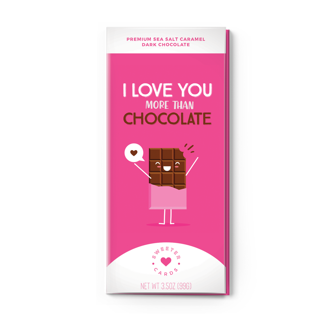 I Love You, Sea Slat Caramel Dark Chocolate | Sweeter Cards Chocolate Bar