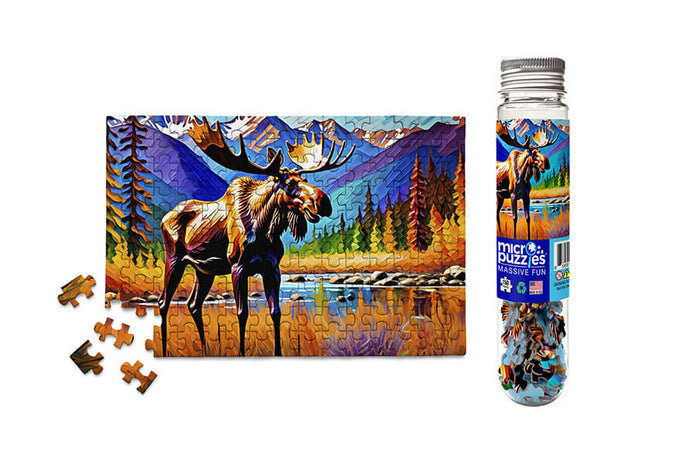 Mini Puzzle, Colorful Moose 150 Piece | Micro Jigsaw Puzzles