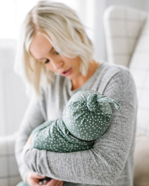 Knit Swaddle Blanket, Juniper | Copper Pearl