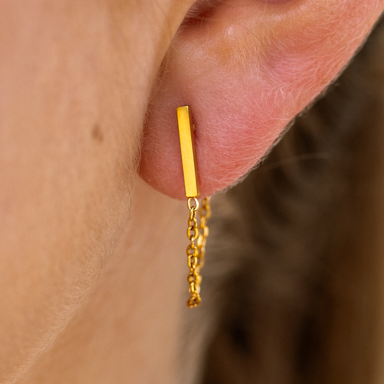 Harmony Chain Stud Earrings, Gold | ALCO Jewelry