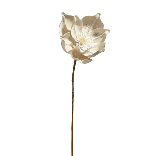 Glittered White Magnolia Stem | RAZ Imports