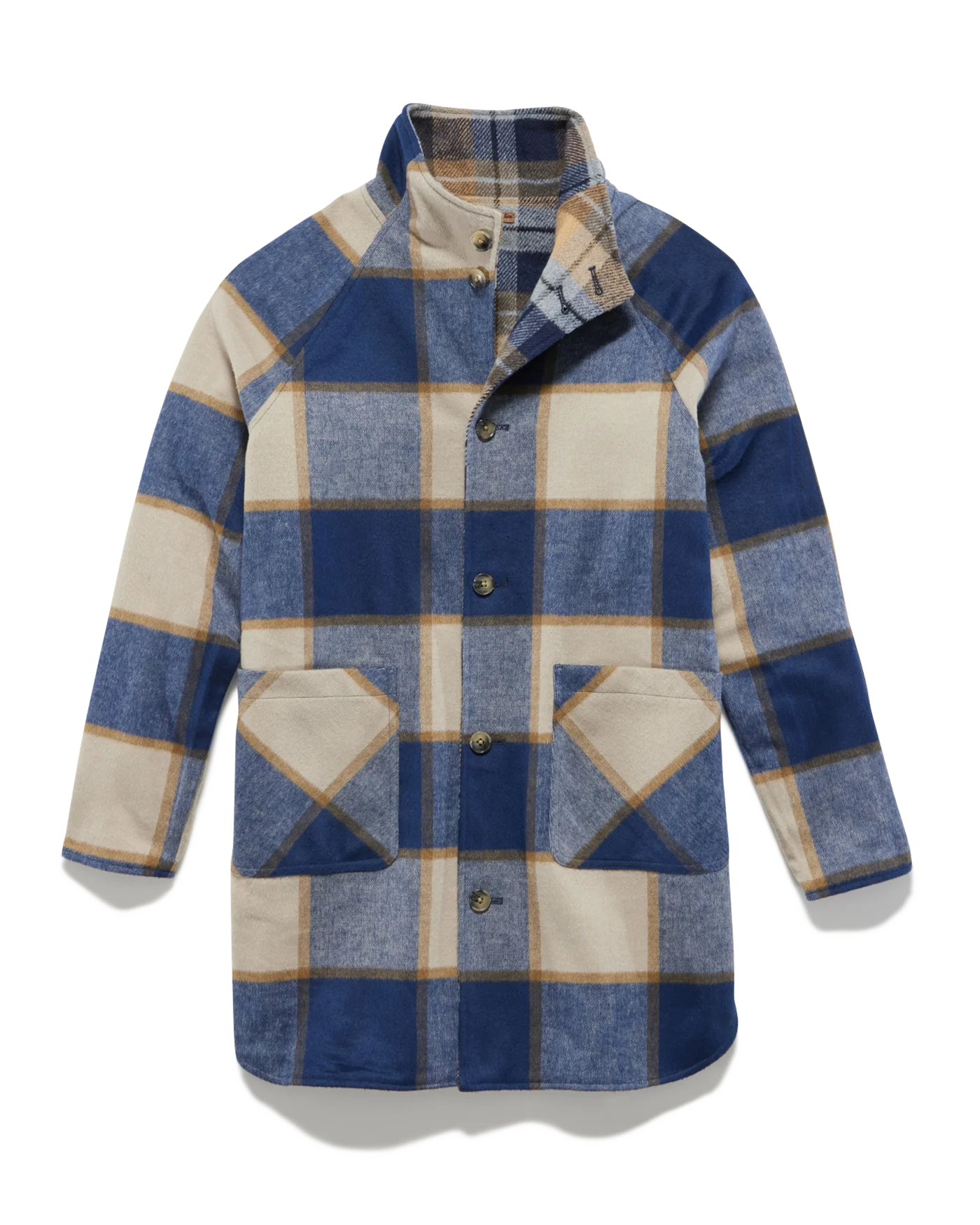 Reversible Flannel Shacket, Navy & Beige | Flag & Anthem