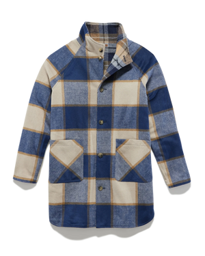 Reversible Flannel Shacket, Navy & Beige | Flag & Anthem