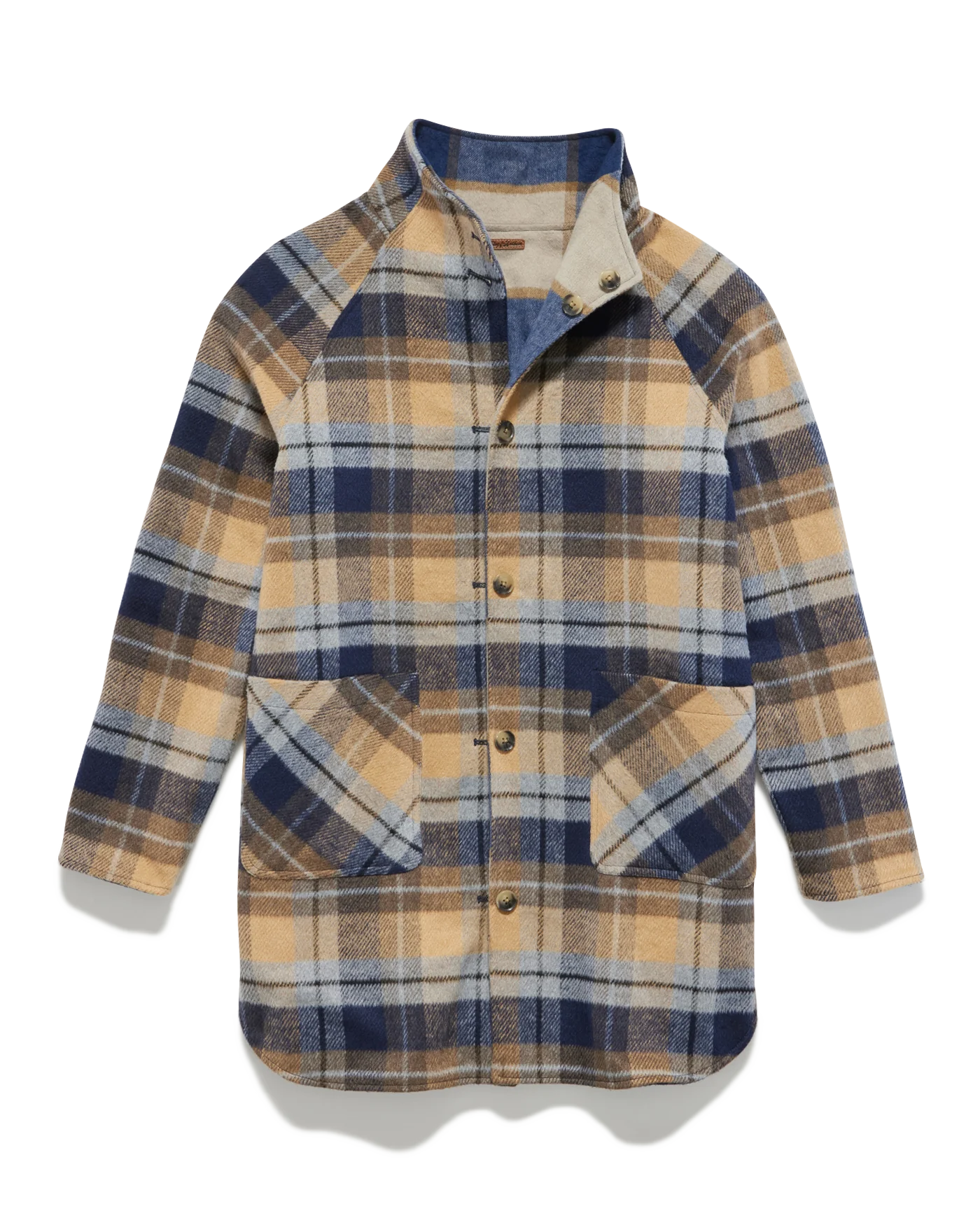 Reversible Flannel Shacket, Navy & Beige | Flag & Anthem