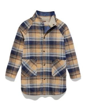 Reversible Flannel Shacket, Navy & Beige | Flag & Anthem