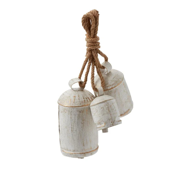 Gather Hanging Bells 14", Whitewash | Holiday & Christmas Decor