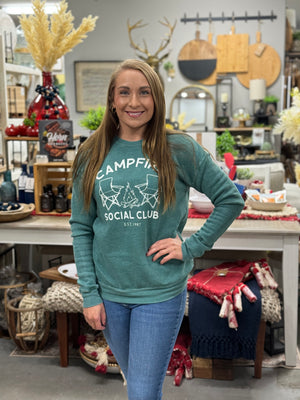 Campfire Social Club Crew Neck Sweatshirt, Dusty Forest | Oat Collective