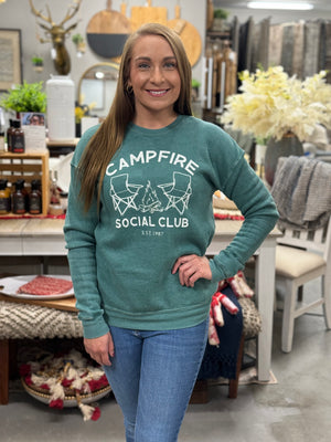 Campfire Social Club Crew Neck Sweatshirt, Dusty Forest | Oat Collective