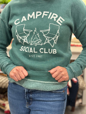 Campfire Social Club Crew Neck Sweatshirt, Dusty Forest | Oat Collective