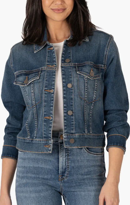 Julia Crop Denim Jacket, Main Dark Stone | KUT from the Kloth