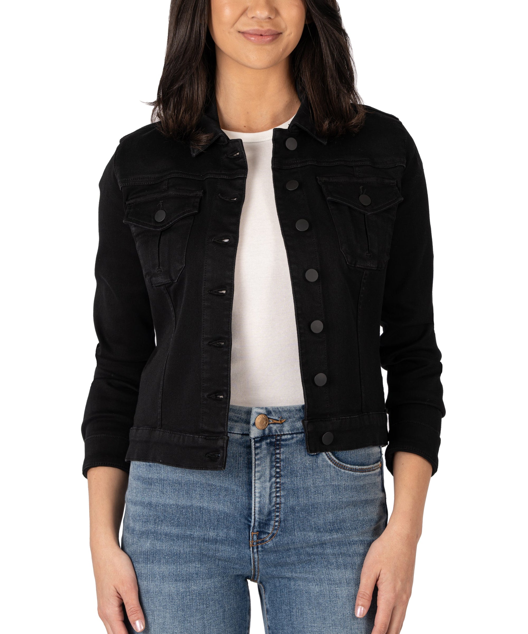 Julia Crop Denim Jacket, Black | KUT from the Kloth