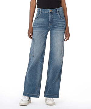 Jodi High Rise Wide Leg Carpenter Jeans, Creative Wash Medium | KUT from the Kloth