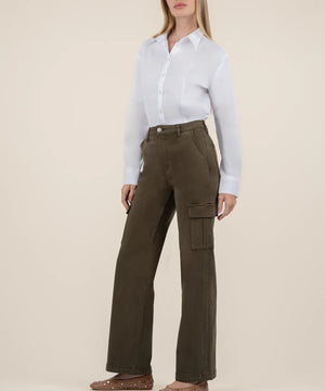 Miller High Rise Wide Leg Pant w Cargo Pockets, Olive | KUT from the Kloth