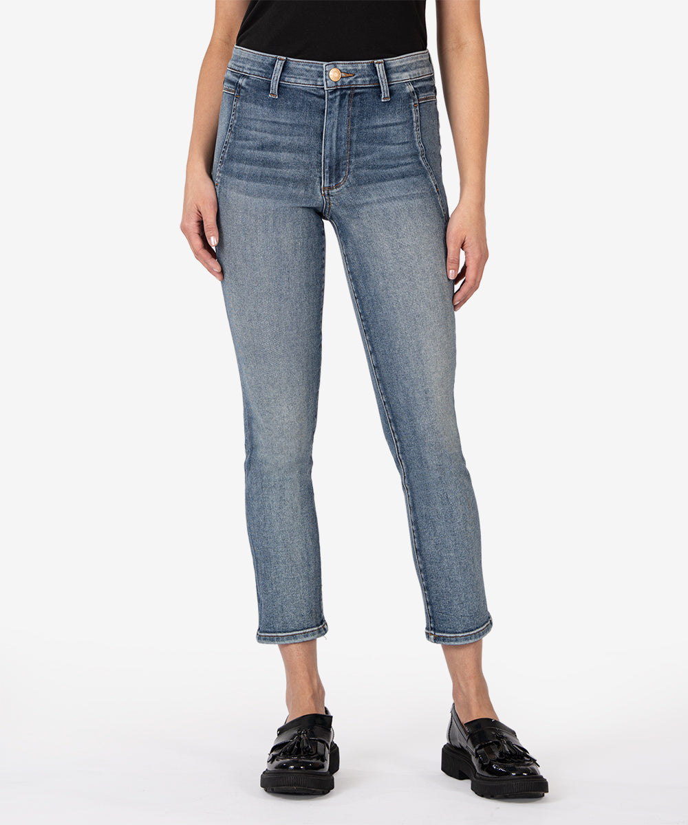 Reese High Rise Straight Leg Fake Slash Pockets, Grand | KUT from the Kloth