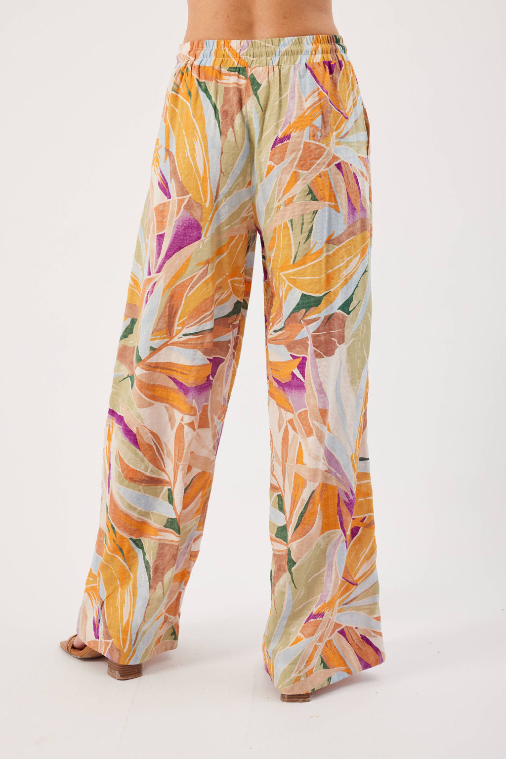 Abstract Floral Cotton Pant, Orange | Kylie Paige