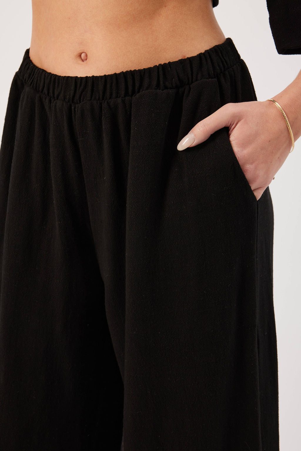 Wide Leg Linen Pant, Black Justyne | Kylie Paige