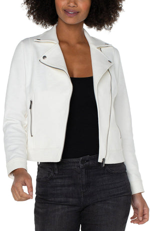 Moto Jacket Zipper Side Pockets, White Frost | LIVERPOOL
