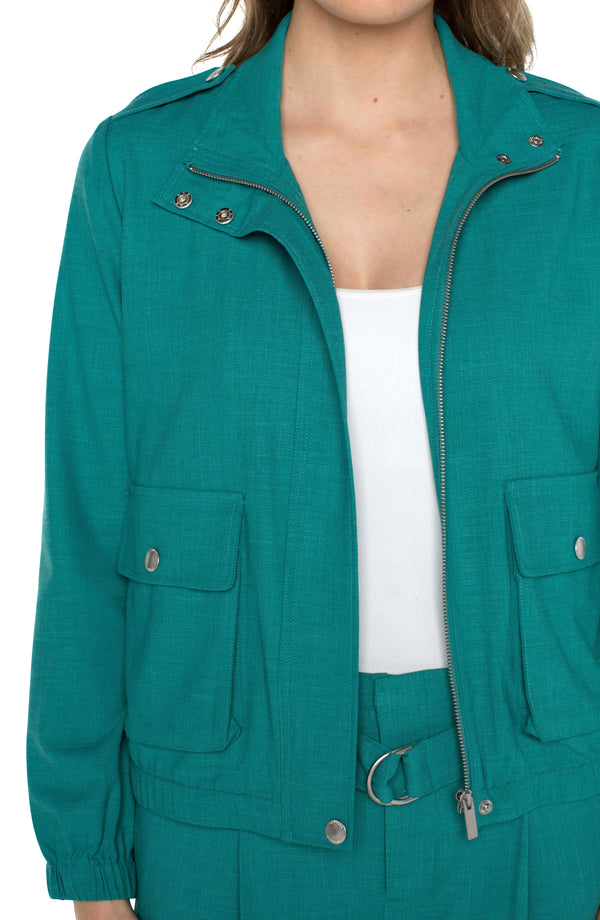 Utility Zip Up Jacket , Mermaid Teal | LIVERPOOL