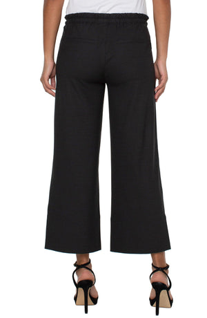 Pull on Tie Waist Wide Leg Pants, Black | LIVERPOOL