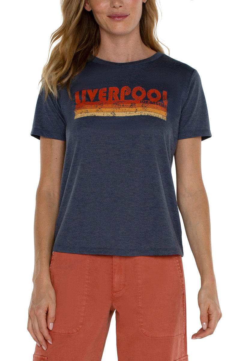 Short Sleeve Crew Neck Liverpool Top, Retro Navy | LIVERPOOL