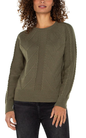 Long Sleeve Crew Neck Raglan Sweater, Spanish Olive | LIVERPOOL