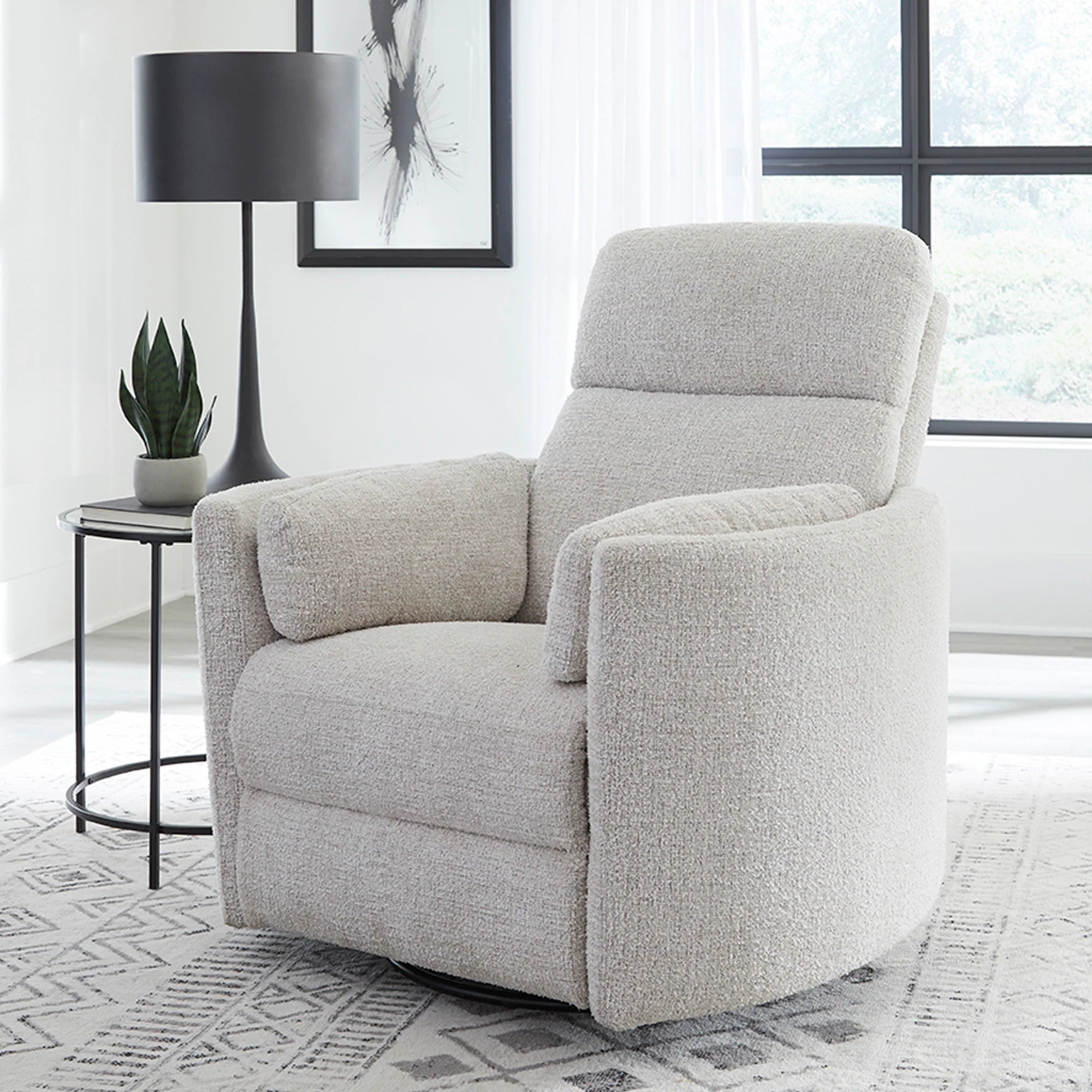 Radius Swivel Glide Recliner Manual Chair - Angora Linen