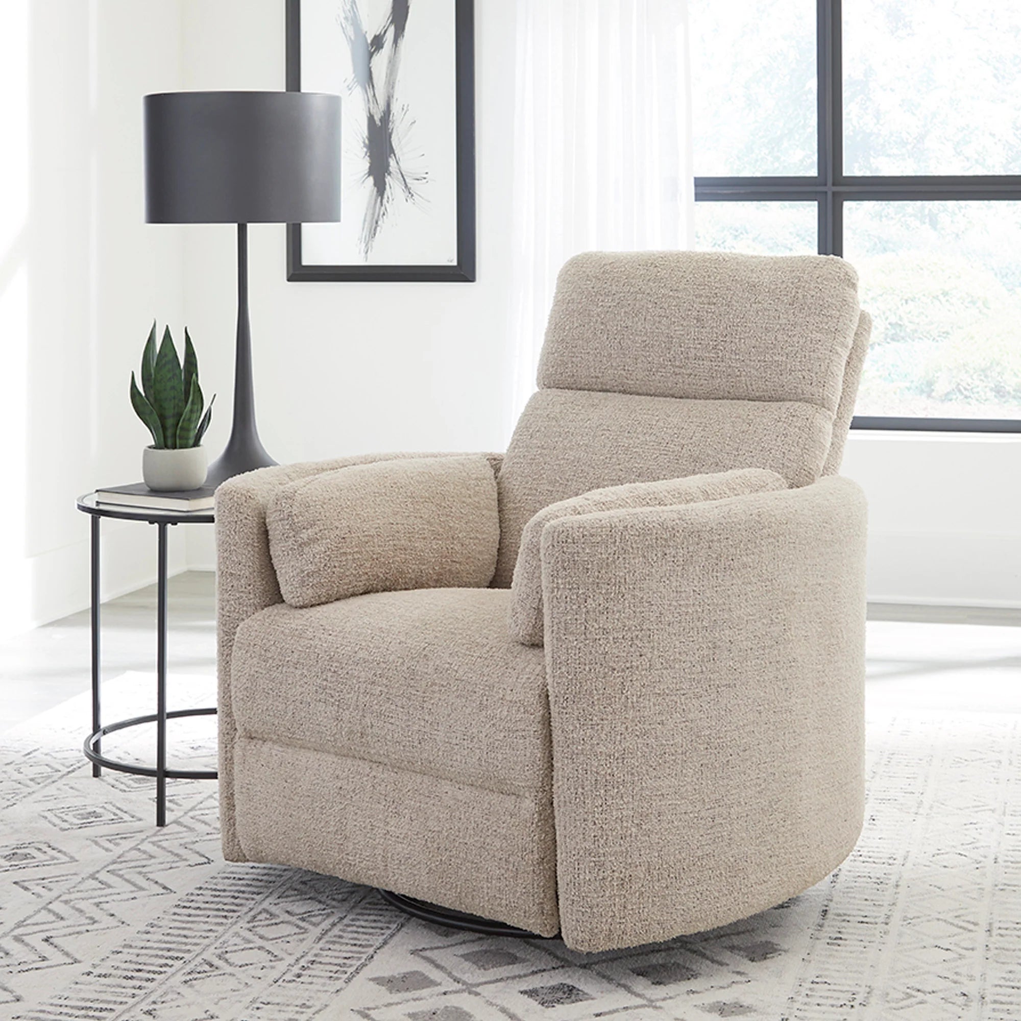 Radius Swivel Glide Recliner Manual Chair - Burlap Boucle Fabric