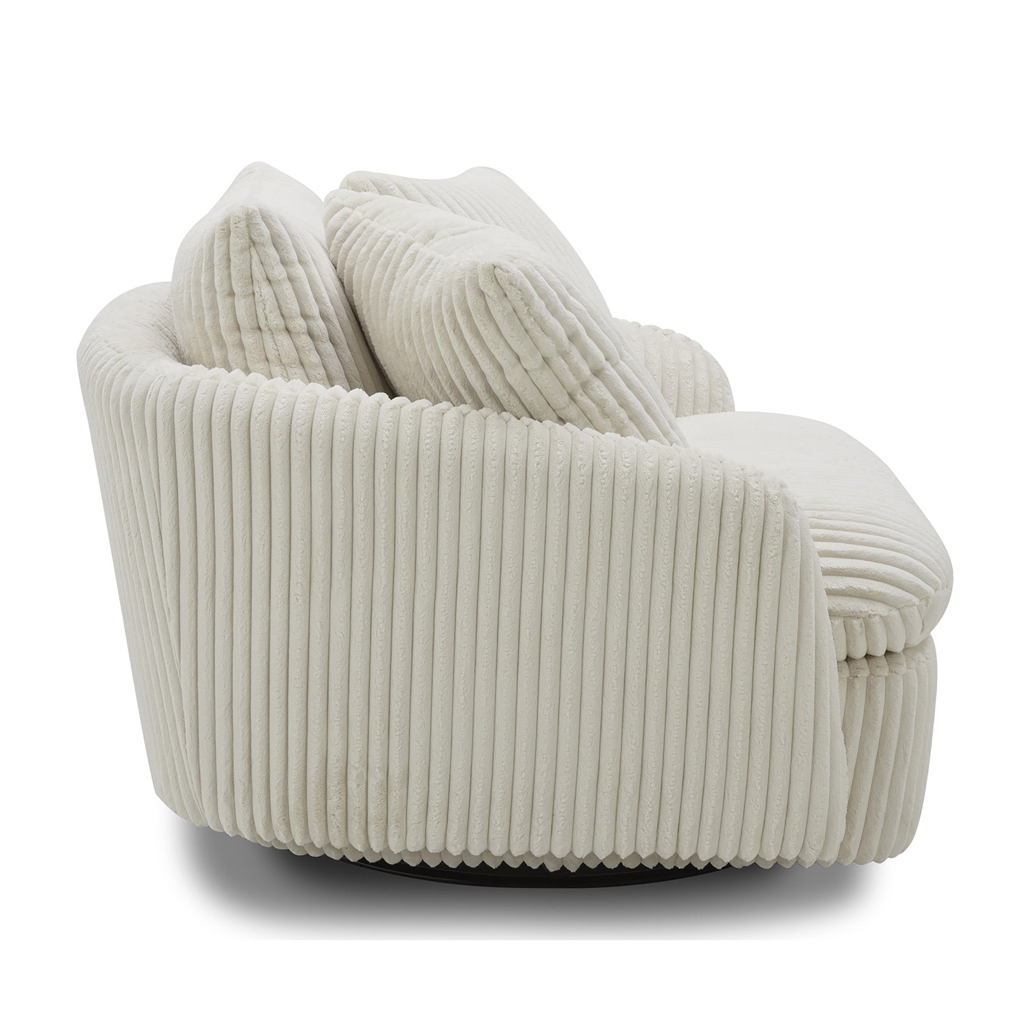 Boomer Mega Large Swivel Chair w/ 2 Pillows - Mega Ivory Fabric