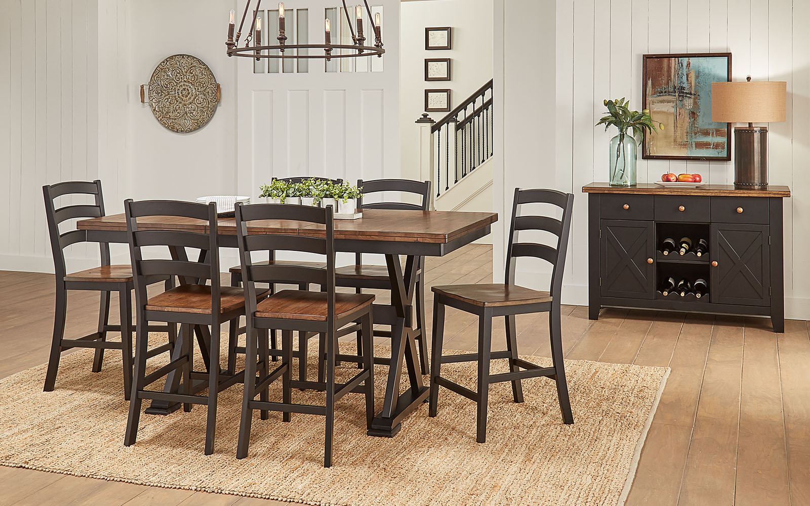 Stormy Ridge Gathering Dining Table w/ 6 Chairs Set